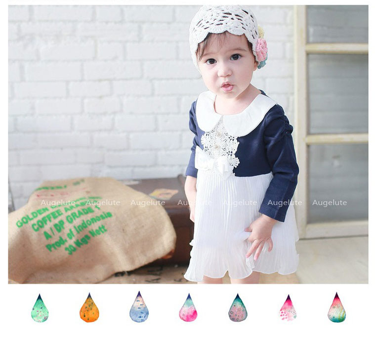 ชุดเดรสเด็กหญิง 1-2 ขวบ Augelute แบรนด์แท้ ผ้าดีมาก คอบัวแขนยาวตุ๊กตา สวยหรู