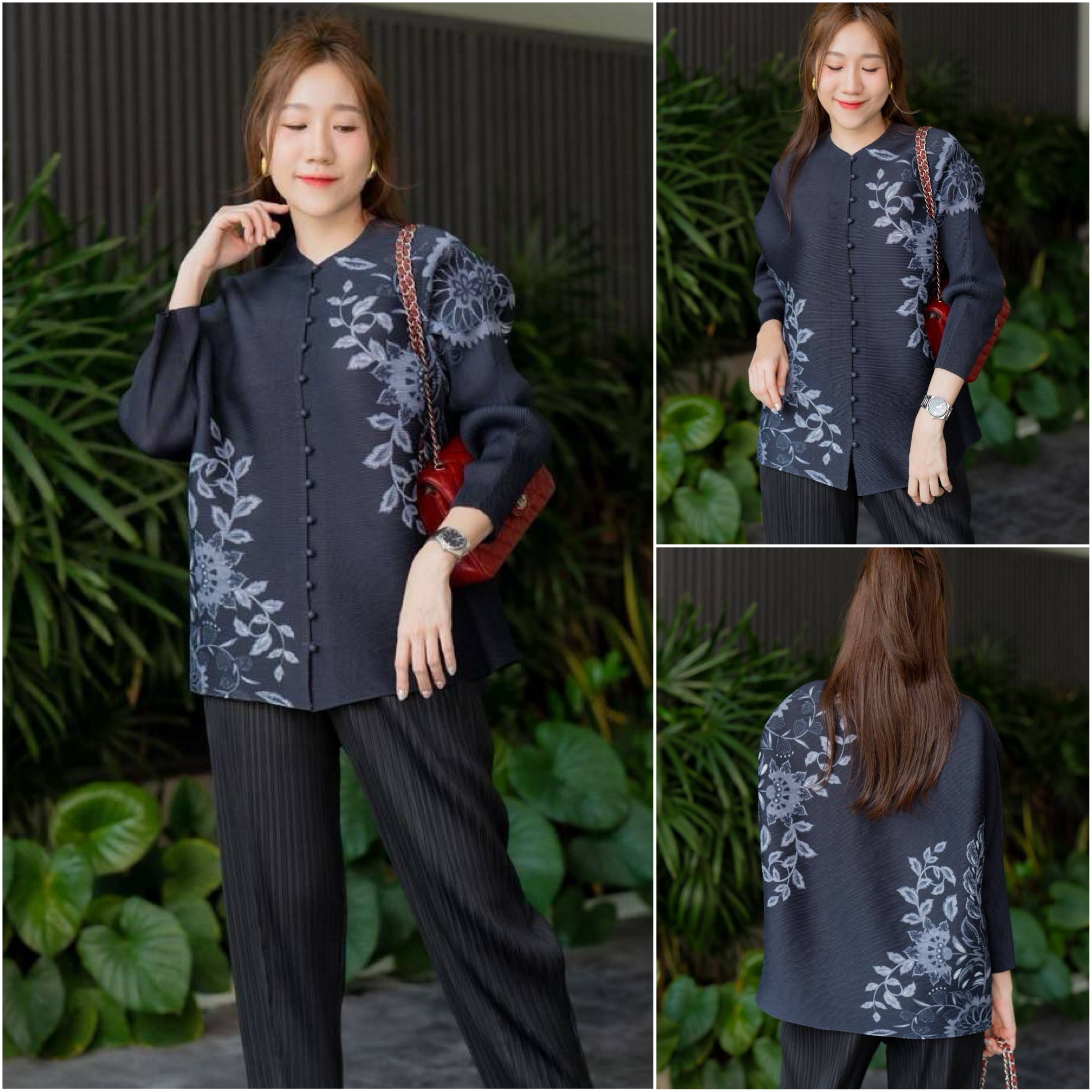 เสื้ออัดพลีทเนื้อดี งาน AA Premium แบบงานแบรนด์ สไตล์มาดาม สวย เรียบหรู ใส่สบาย : สินค้าคุณภาพ (พร้อมส่ง)