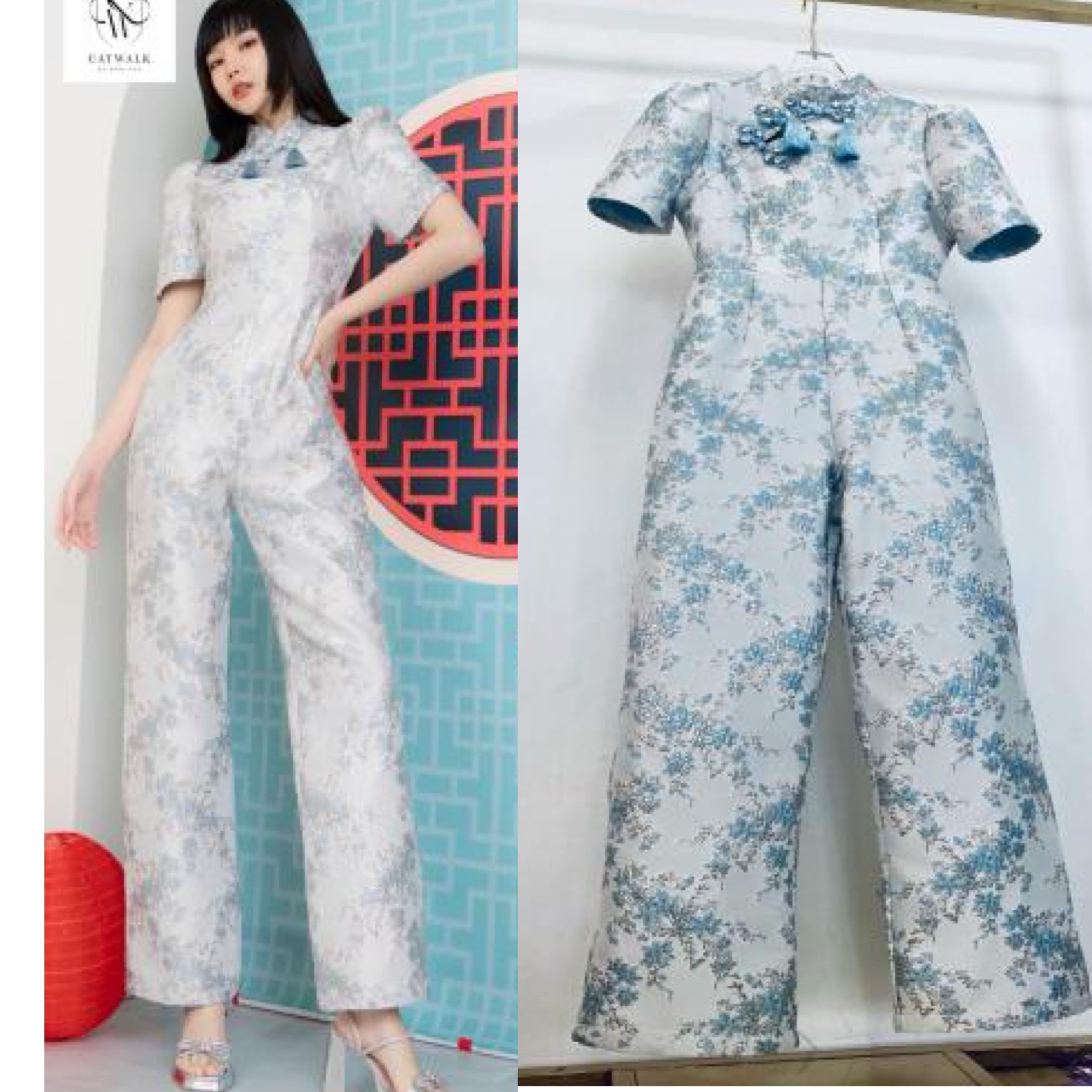 ชุด จั้มสูทกี่เพ้าน่ารักๆ เนื้อผ้าเกรดเอ ทอลาย ดอกไม้ในตัว สินค้าคุณภาพ (พร้อมส่ง)