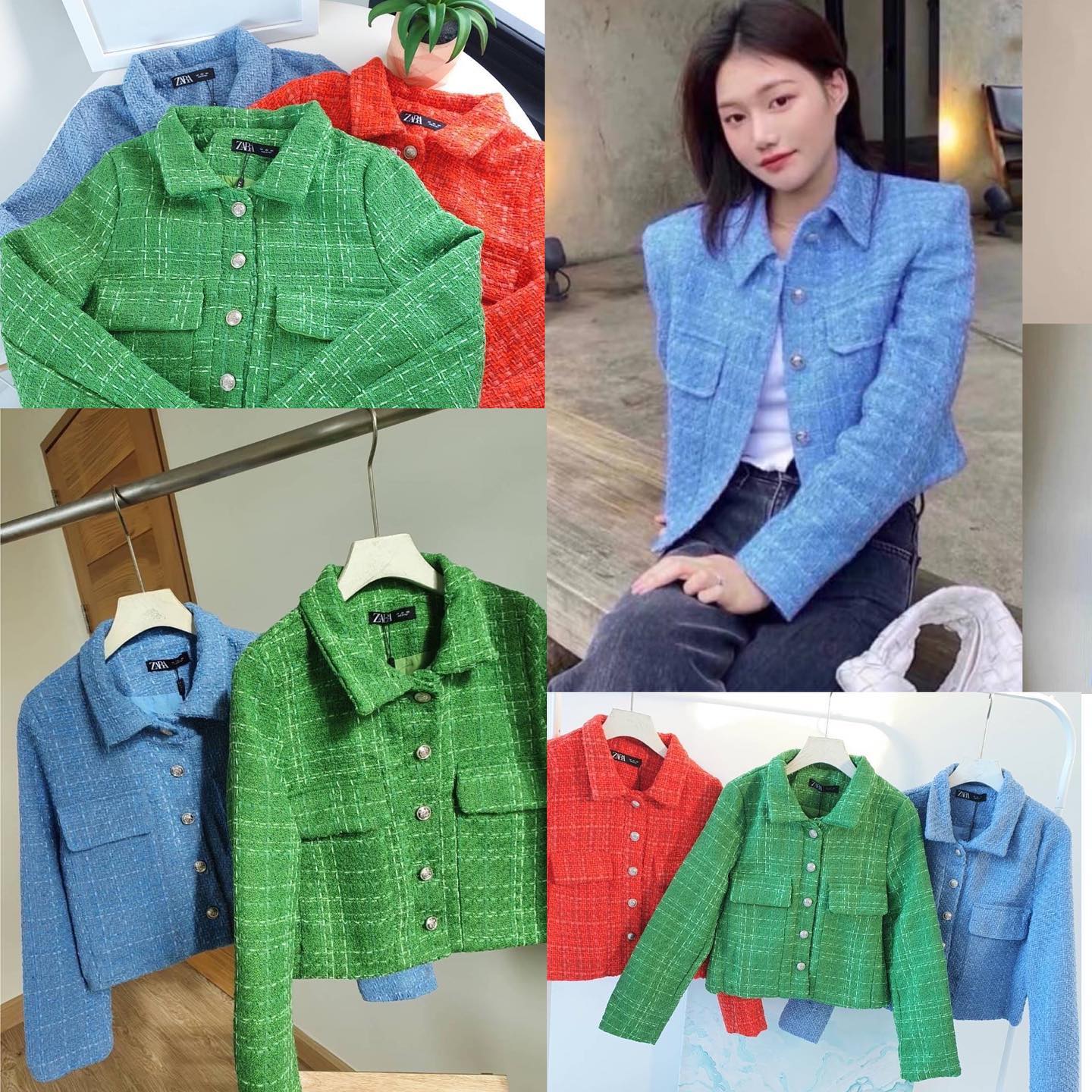 เสื้อคลุมเเขนยาวผ้าทวีตซาร่า กระดุมเงิน มีกระเป๋าสองข้าง ผ้าสวยหนา มีซับใน : สินค้าคุณภาพ (พร้อมส่ง)