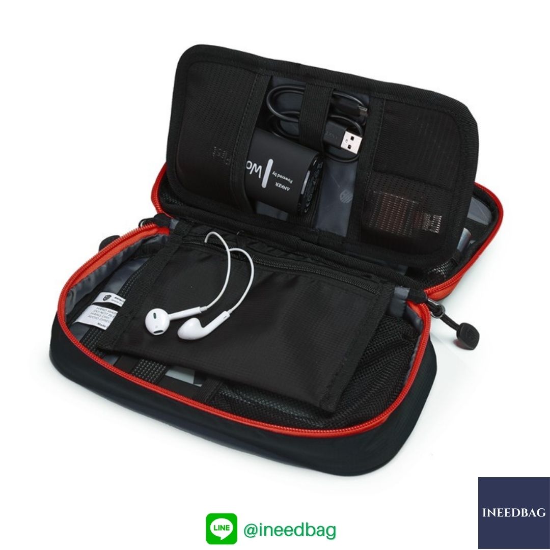 ฺBagsmart กระเป๋าจัดระเบียบอิเล็กทรอนิกส์ กระเป๋าใส่สายชาร์จ กระเป๋าใส่ฮาร์ดดิสก์ กระเป๋าใส่อุปกรณ์ไอที มีสองชั้น ช่องเยอะพิเศษ มีหูหิ้วพกพาสะดวก (ดำ-แดง)