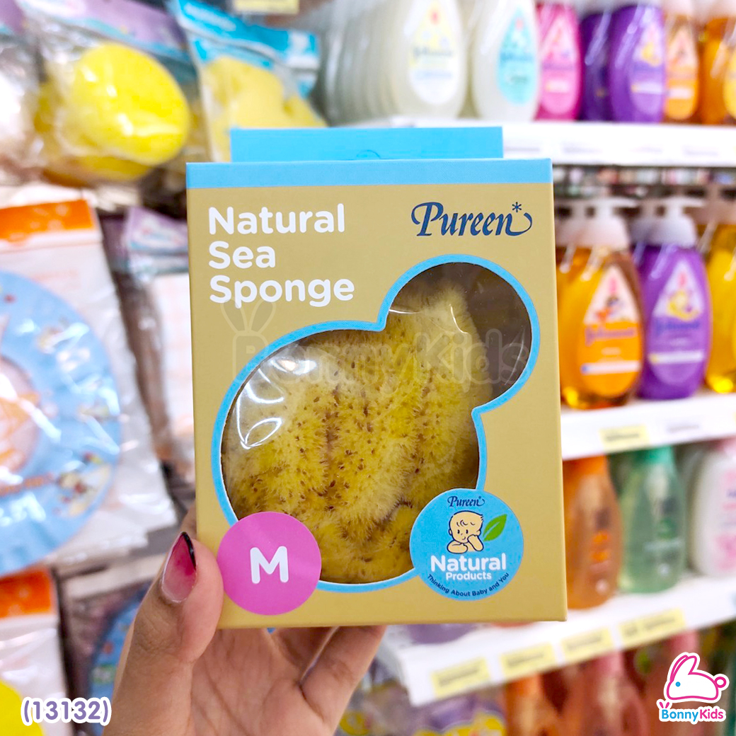 (13132) Pureen (เพียวรีน) Natural Sea Sponge ฟองน้ำธรรมชาติแท้ 100% ไซส์ M