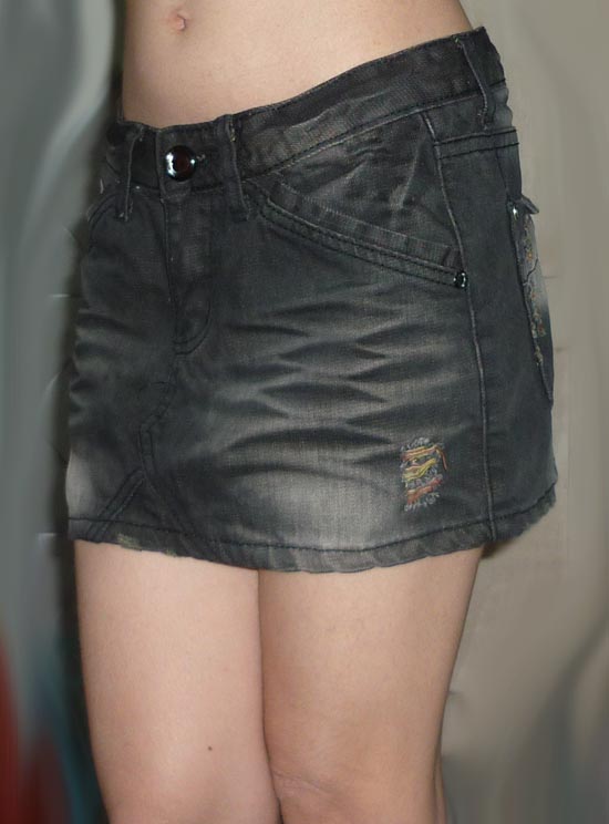 กระโปรงยีนส์สั้นฟอกซีด สวยเก๋น่าใส่ 30-35-10