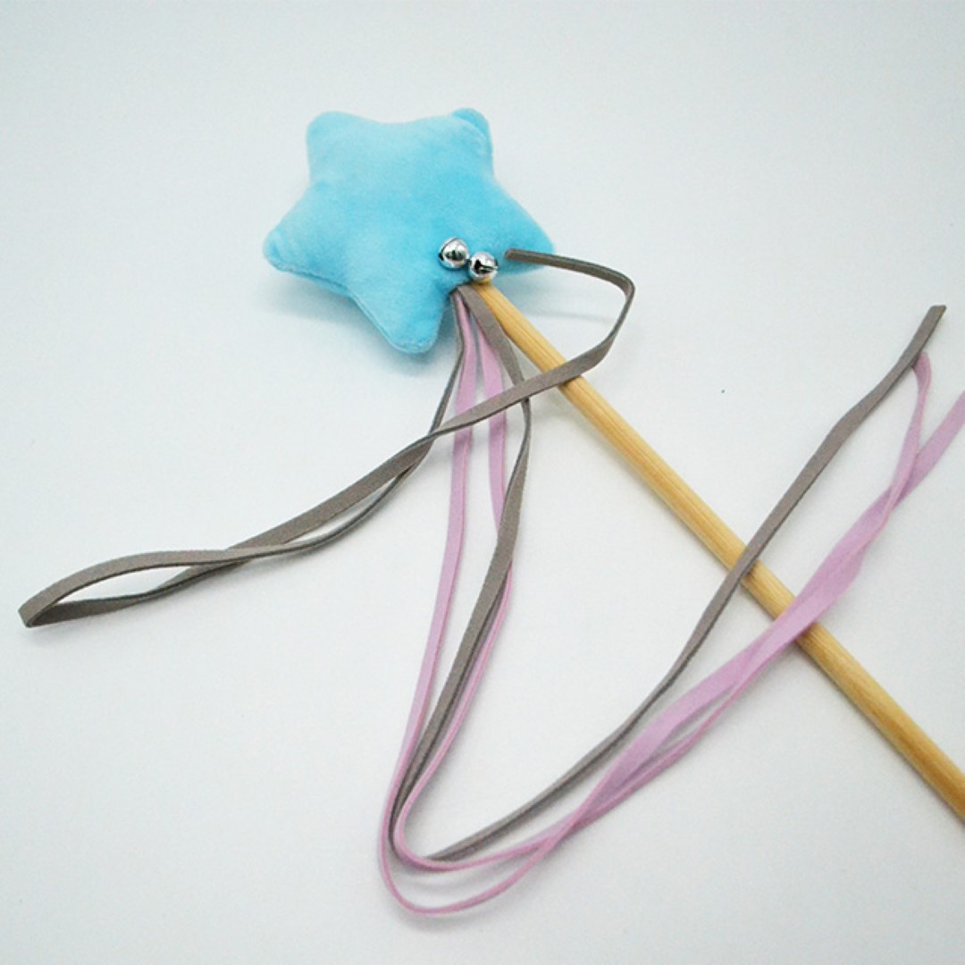 ไม้ล่อแมว ของเล่นแมว Petsuka รูปดาวนุ่มฟู สีฟ้า