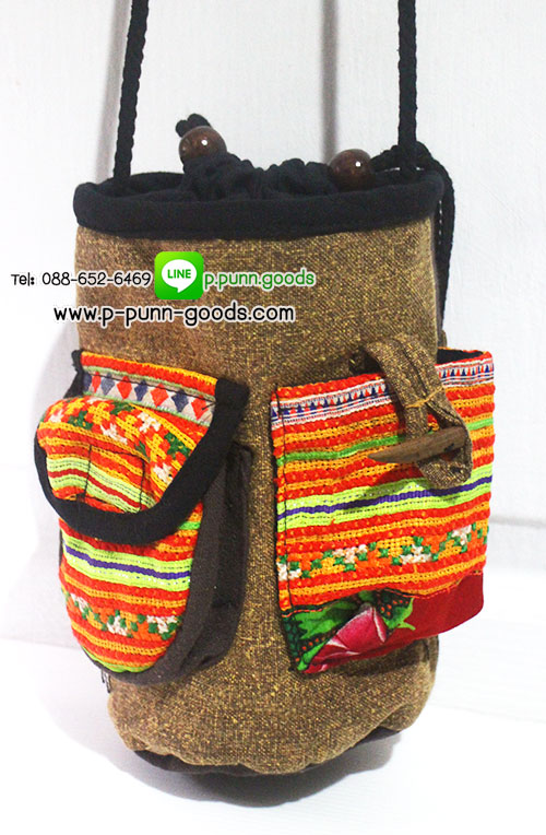 กระเป๋าใส่ขวดน้ำ ผ้าชาวเขา (งานผ้าชาวเขา Upcycled)