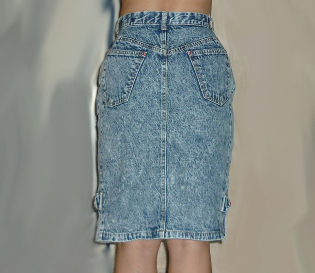 กระโปรงยีนส์เอวสูงฟอกหิมะ สวยมาก 24.5-35-22