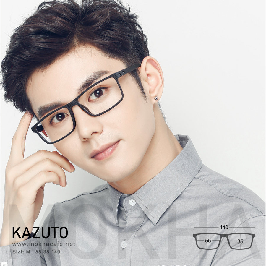 KAZUTO - blue กรอบแว่นทรงเหลี่ยม แว่นตายืดหยุ่น TR90 กว้าง 140 มม. (sizeM) H35