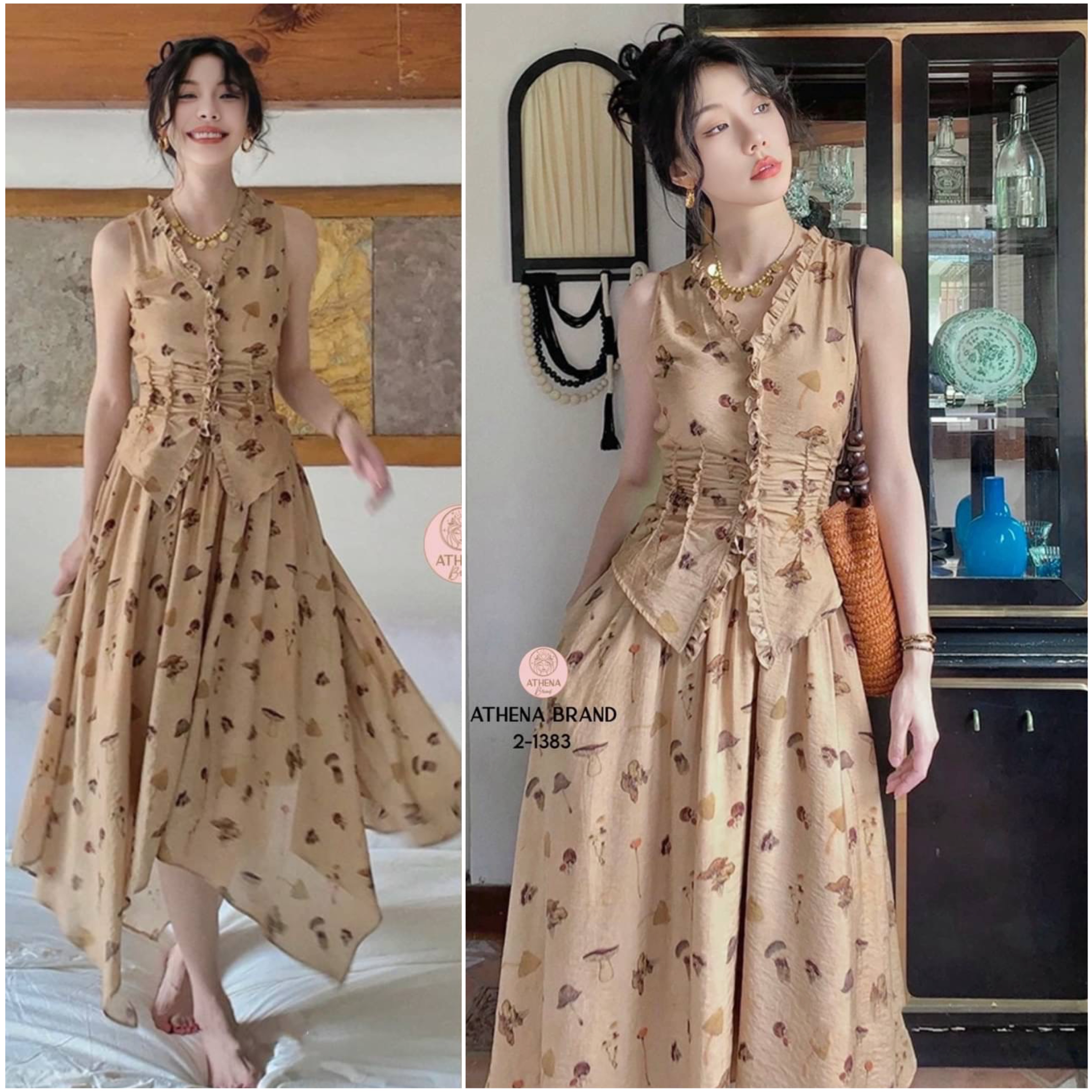 Set 2 ชิ้น เสื้อแขนกุดดีไซน์ด้านหน้าแต่งกระดุมเรียงสามารถแกะใช้งานได้จริง กุ๊นขอบแต่งระบายจับเดรป แมตช์มาคู่กับกระโปรงเอวยางยืดดีไซน์เก๋ไก๋ สินค้าคุณภาพ (พร้อมส่ง)