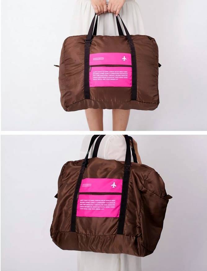 กระเป๋าเดินทางพับเก็บได้ เพื่อการเดินทาง ท่องเที่ยว ปรับสายสะพายได้ เสียบที่จับของกระเป๋าเดินทางได้ มีซิปรูดตอนพับเก็บ