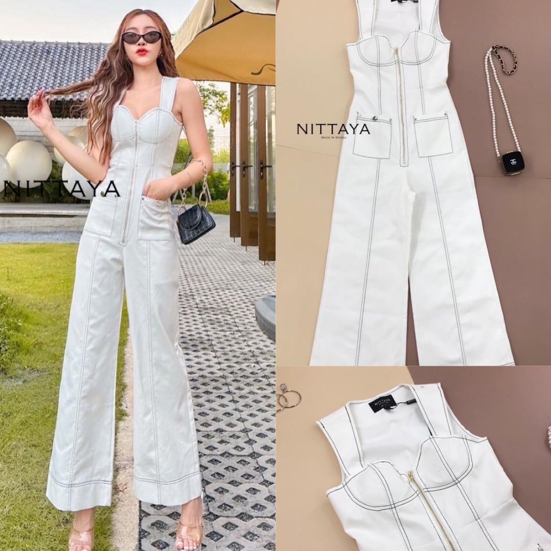 จั๊มยาวขาขาวซิปหน้า รุ่นนี้เนื้อดีเว่อร์พลาดไม่ได้นะจ๊ะ กระเป๋าสามารถใช้งานได้จริงนะ . สินค้าคุณภาพ (พร้อมส่ง)