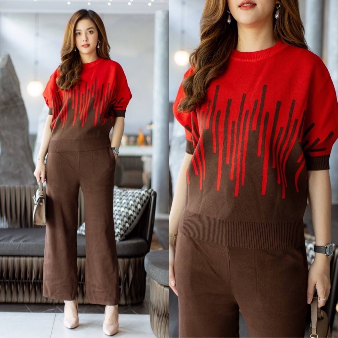 ชุดเชตเสื้อทรงคางคาว กางเกง มีเชือกรูปปรับขนาดได้ค่ะ ทรงเป๊ะมากค่ะ งาน สวยเกรดระดับขึ้นห้างใส่แล้วสวยเก๋ ไม่ซ้ำใคร : สินค้าคุณภาพ (พร้อมส่ง)