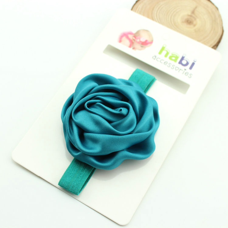 ผ้าคาดผมเด็กเล็ก โบว์ดอกกุหลาบซาติน