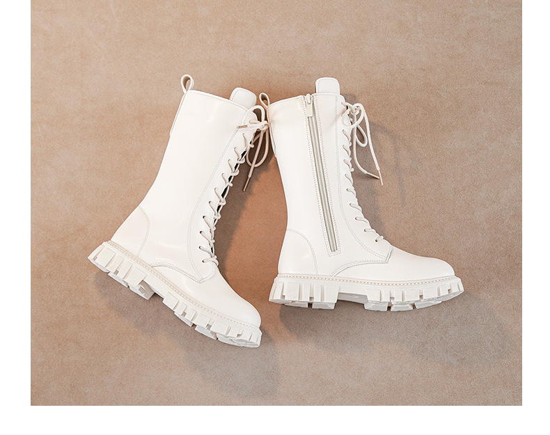 รองเท้าบูทเด็กสีขาว (ออฟไวท์) รองเท้าดรัมเมเยอร์ รองเท้าบู๊ตสีขาวเด็ก ชาย/หญิง Size ขนาดเท้ายาว 15-22 cm