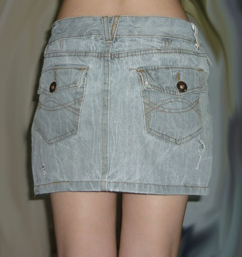 #2กระโปรงยีนส์ฟอกซีดสีหมอก สีแปลก 30-36-12