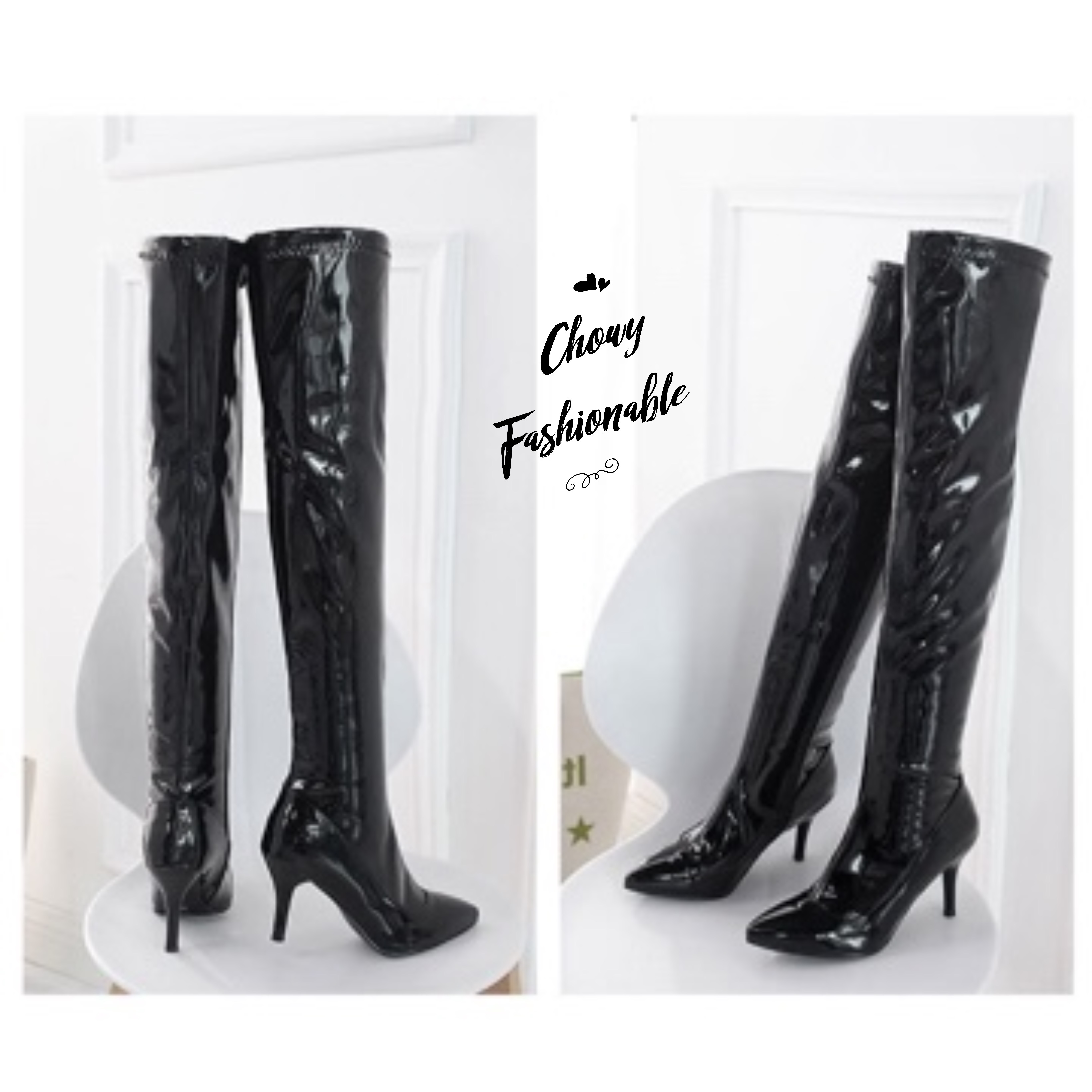 รองเท้าไซส์ใหญ่ 46-48 บูทยาวไซส์ใหญ่ บู้ทยาวเหนือเข่า ส้นสูง 3 นิ้ว CHOWY KR1184