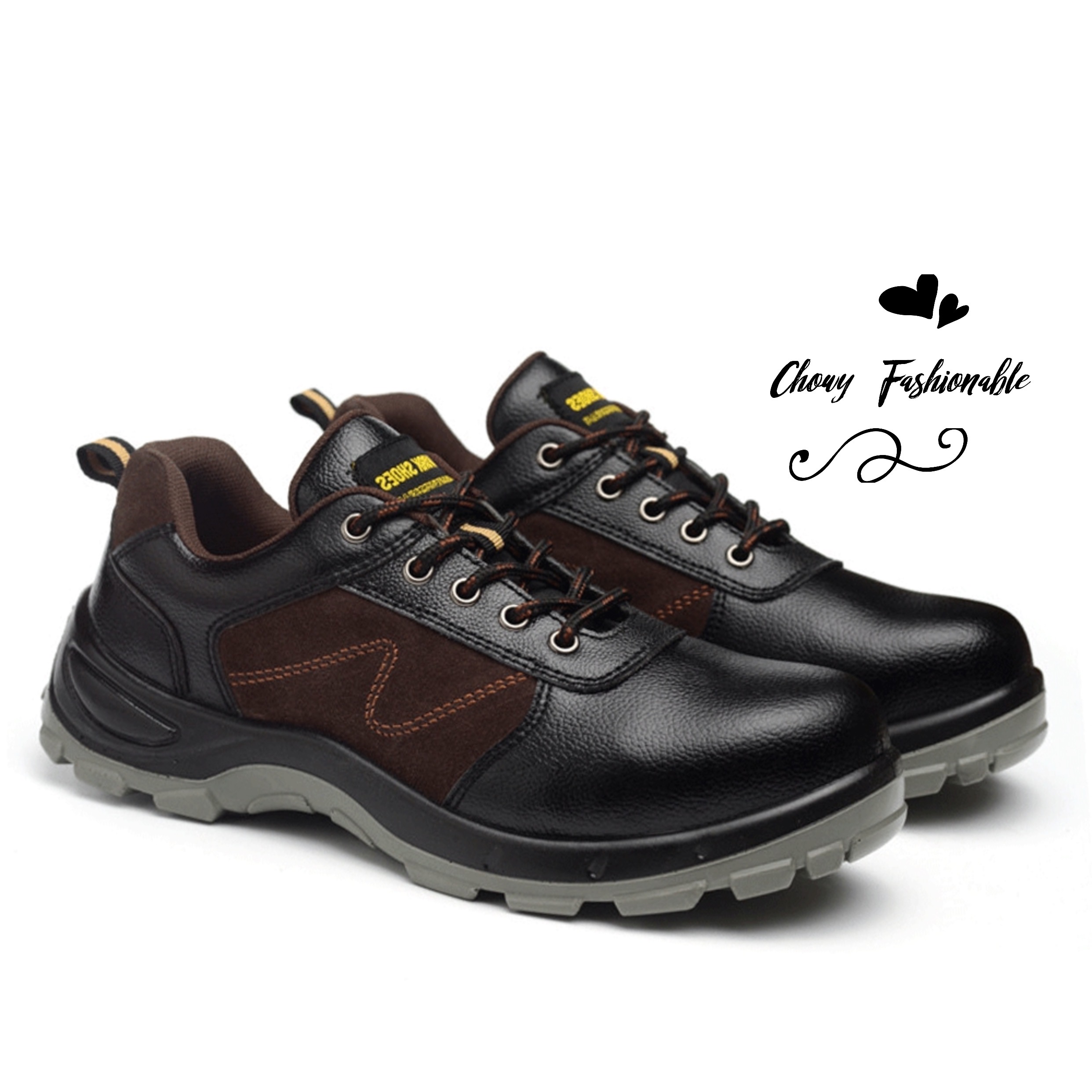 รองเท้าเซฟตี้ไซส์ใหญ่ 48 49 50 Leather Safety Shoes หนังแท้ รองเท้านิรภัย KR0991BLBR