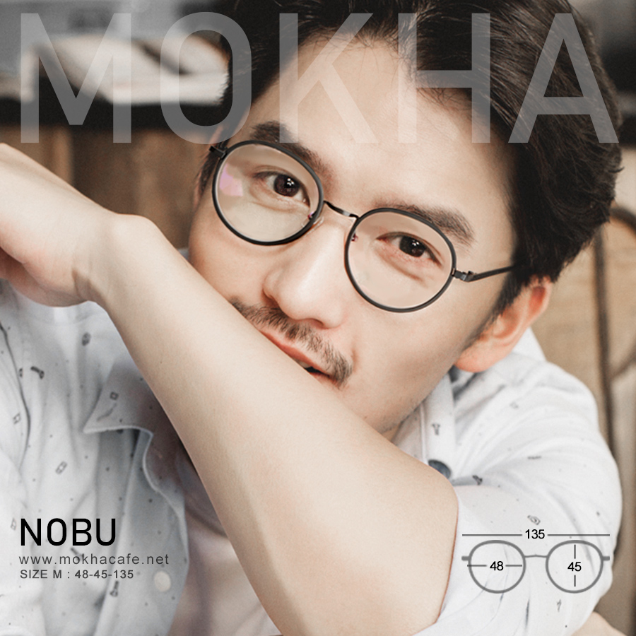 แว่นตา NOBU - black tortoise กรอบแว่นทรงกลม ขาโลหะ น้ำหนักเบา กว้าง 135 มม.(sizeM) H45
