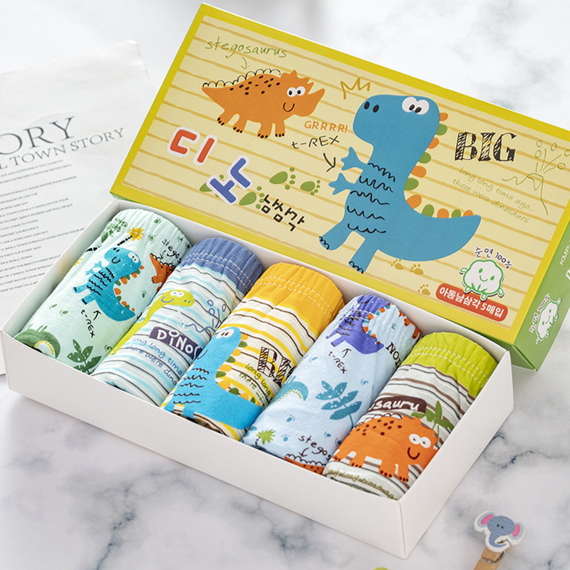 [แพค 5 ตัว] กางเกงในเด็กชาย กกน.เด็ก สไตล์เกาหลี ผ้าฝ้าย 100% Cotton ใส่สบาย ไม่ร้อน