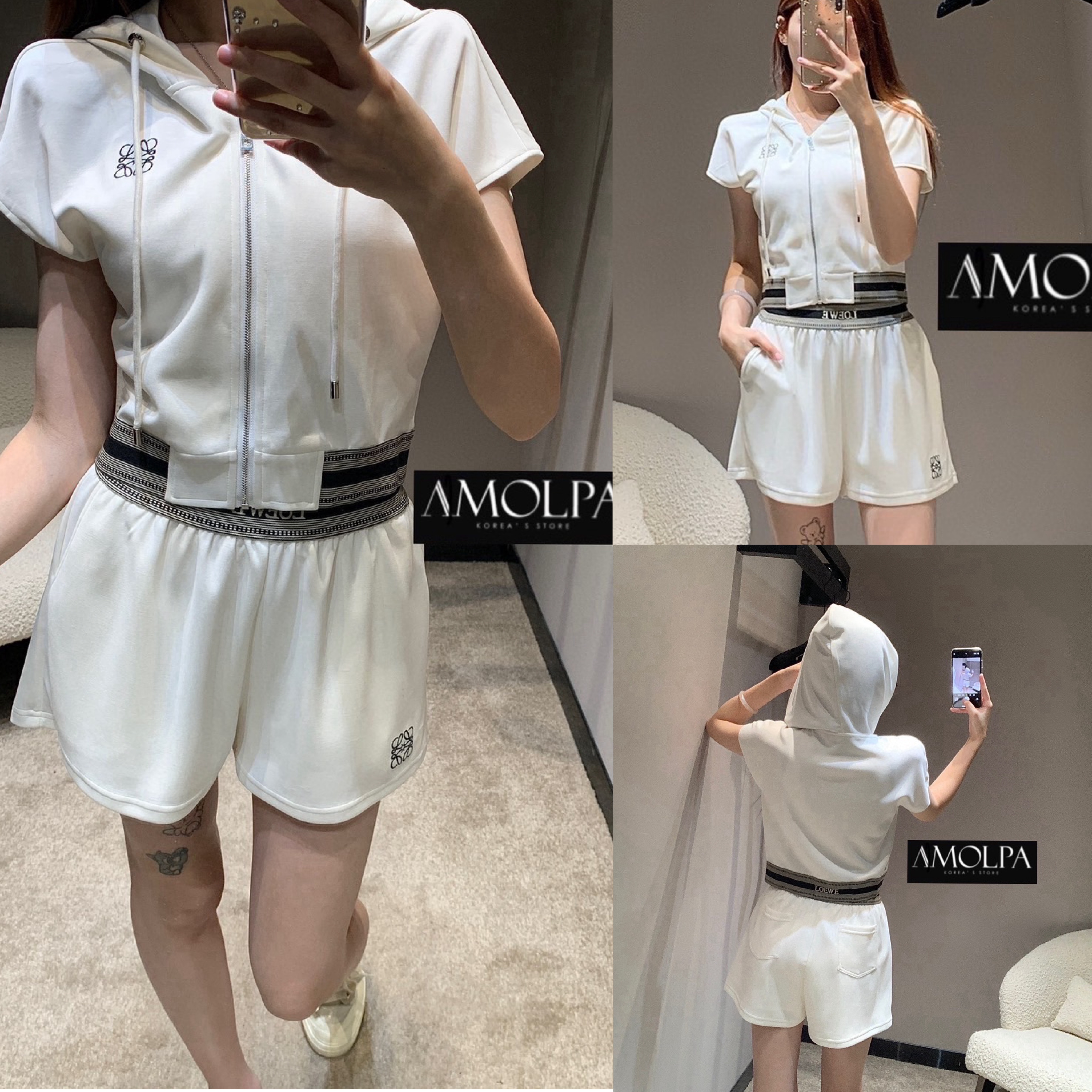 SET JACKET HOOD + PANTS LOEWE เสื้อเป็น JACKET HOOD ขอบอักษร มาพร้อมกางเกงขาสั้น ขอบเอว LOEWE งานใส่สบายมาก สินค้าคุณภาพ (พร้อมส่ง)