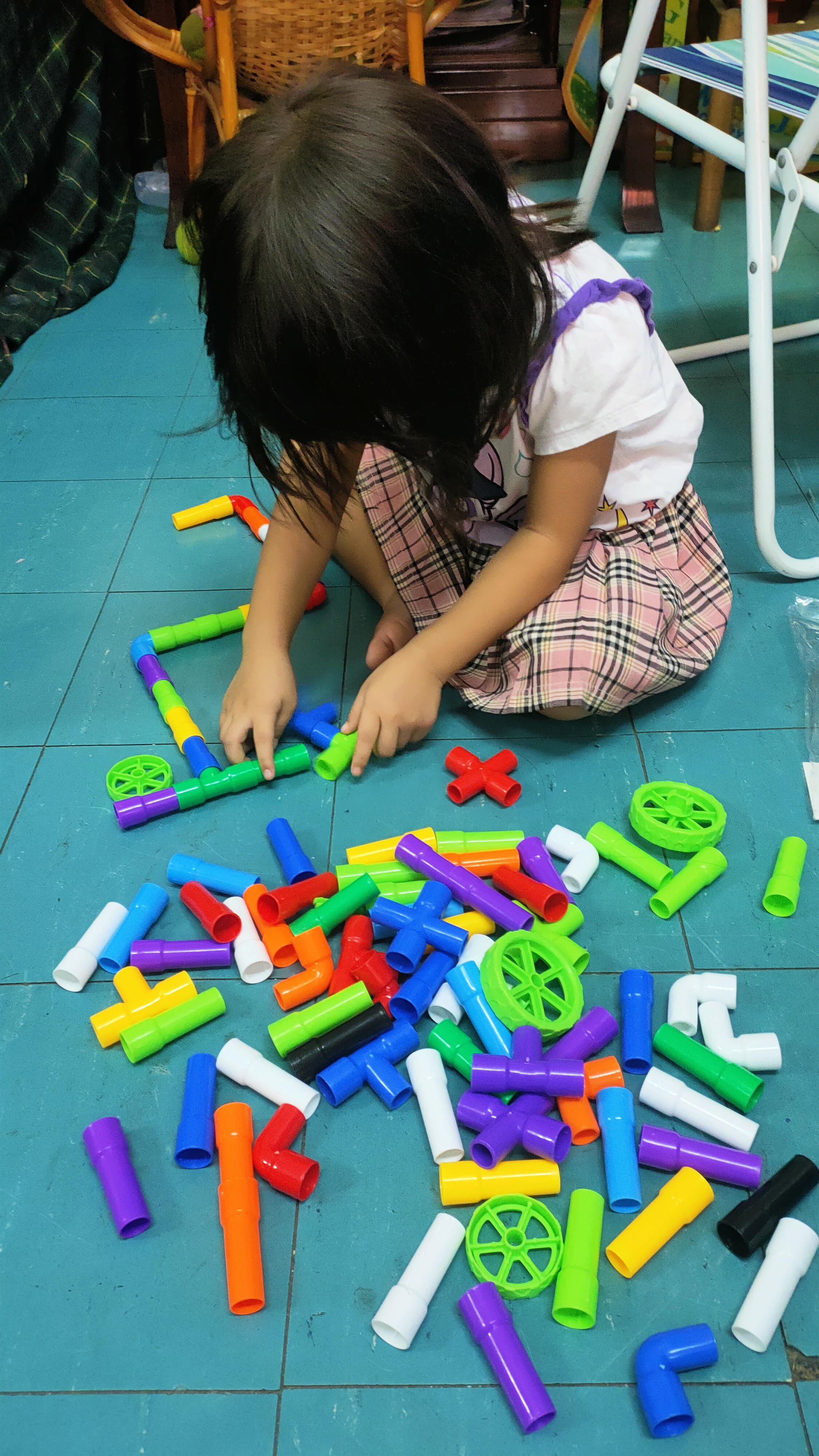 ตัวต่อท่อ 🤩ของเล่นปลายเปิด ถุงใหญ่ 500 กรัม มีล้อ สำหรับเด็กเล็ก ชิ้นใหญ่เหมาะมือ