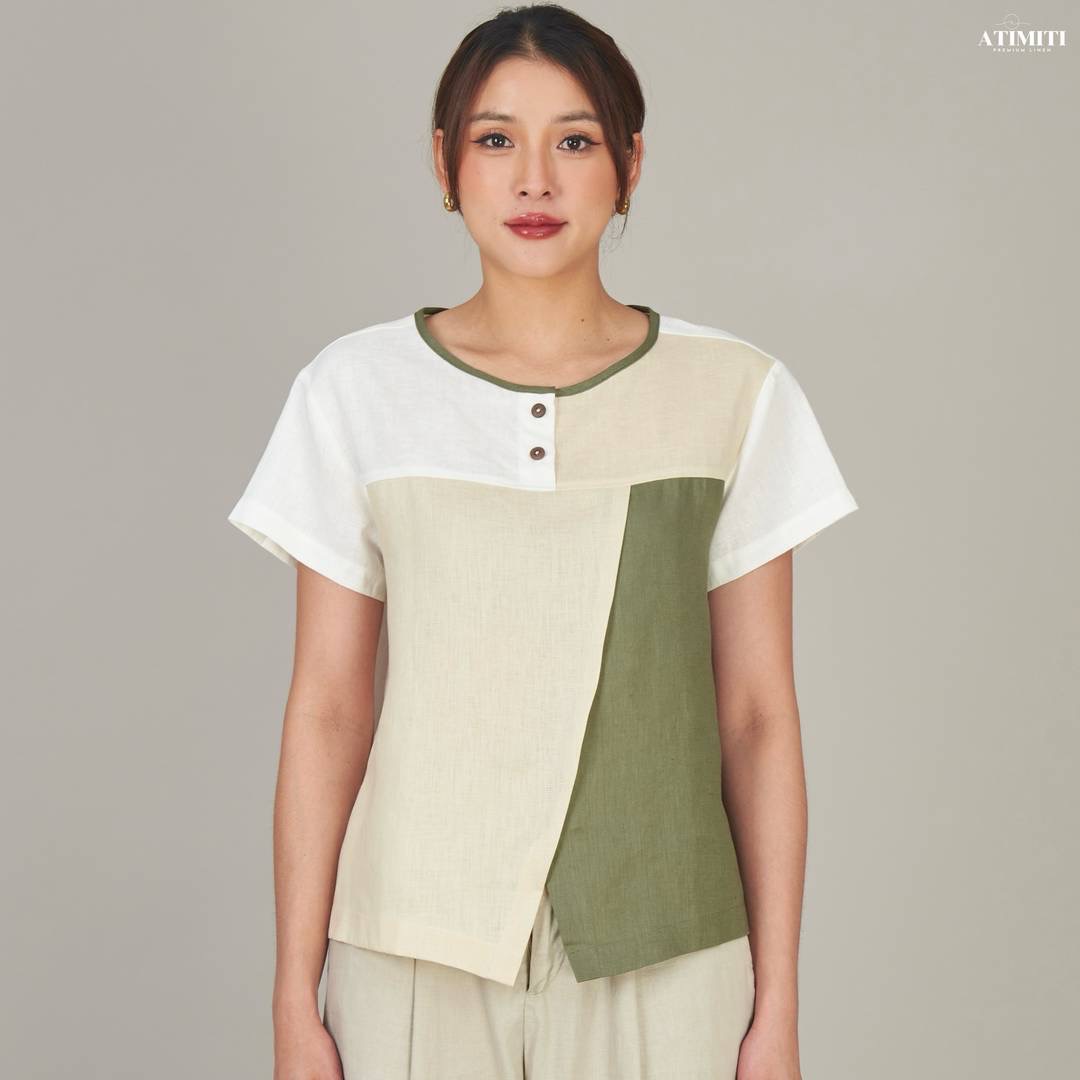 เสื้อคอกลมแขนสั้น ลินินแท้ 100%ใส่สบาย : สินค้าคุณภาพ (พร้อมส่ง)