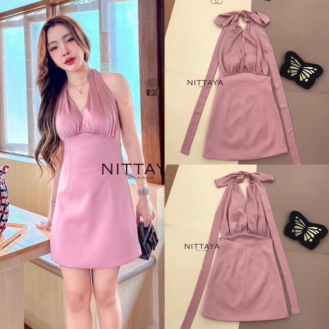 เดรสสายคล้องคอ ผูกโบว์รุ่นนี้ทำมา 3สี เซ็กซี่สุดไปเลยจ้า สินค้าคุณภาพ (พร้อมส่ง)