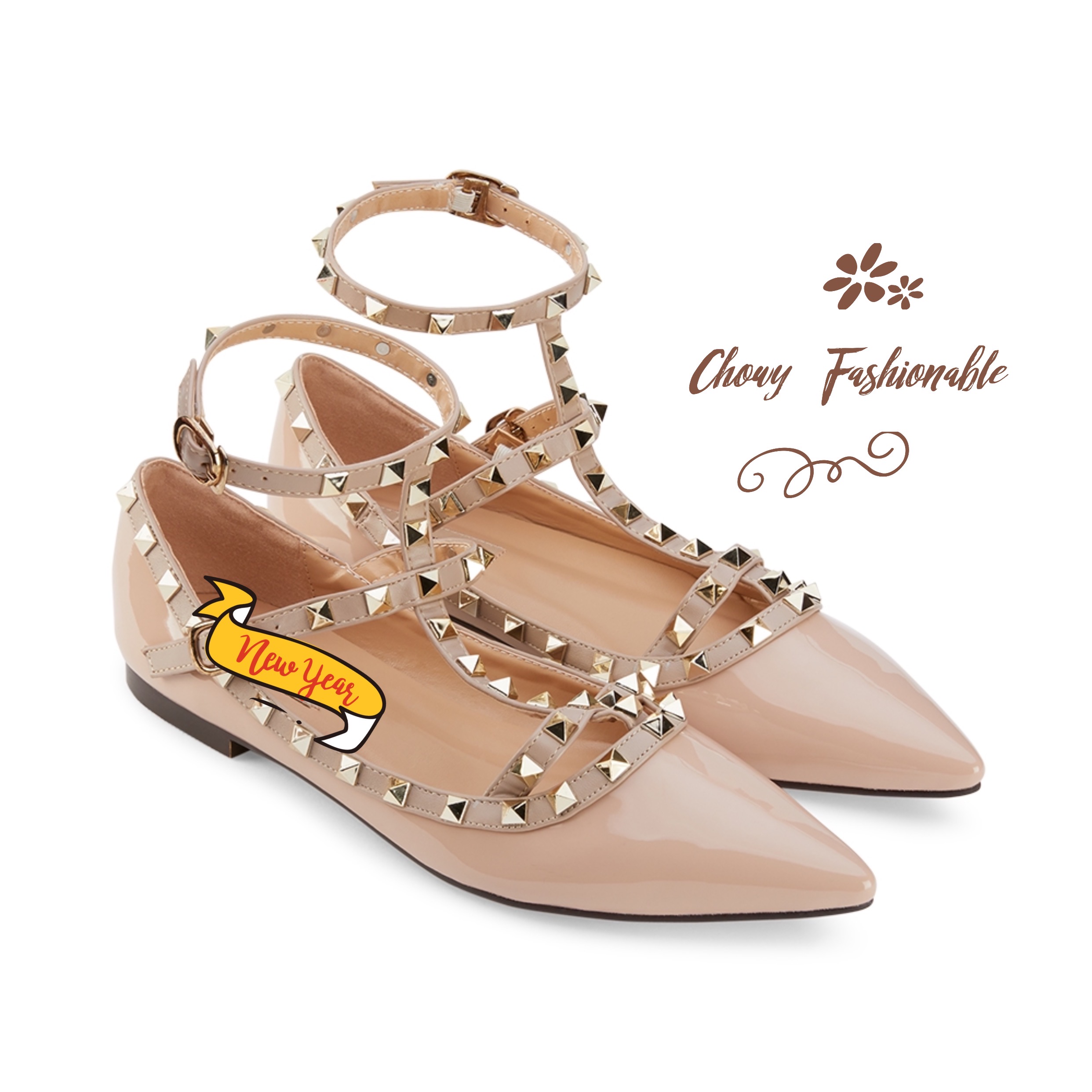 รองเท้าไซส์ใหญ่ 41-45 ส้นแบนหัวแหลม วาเลนติโนไซส์ใหญ่ KR0399ND