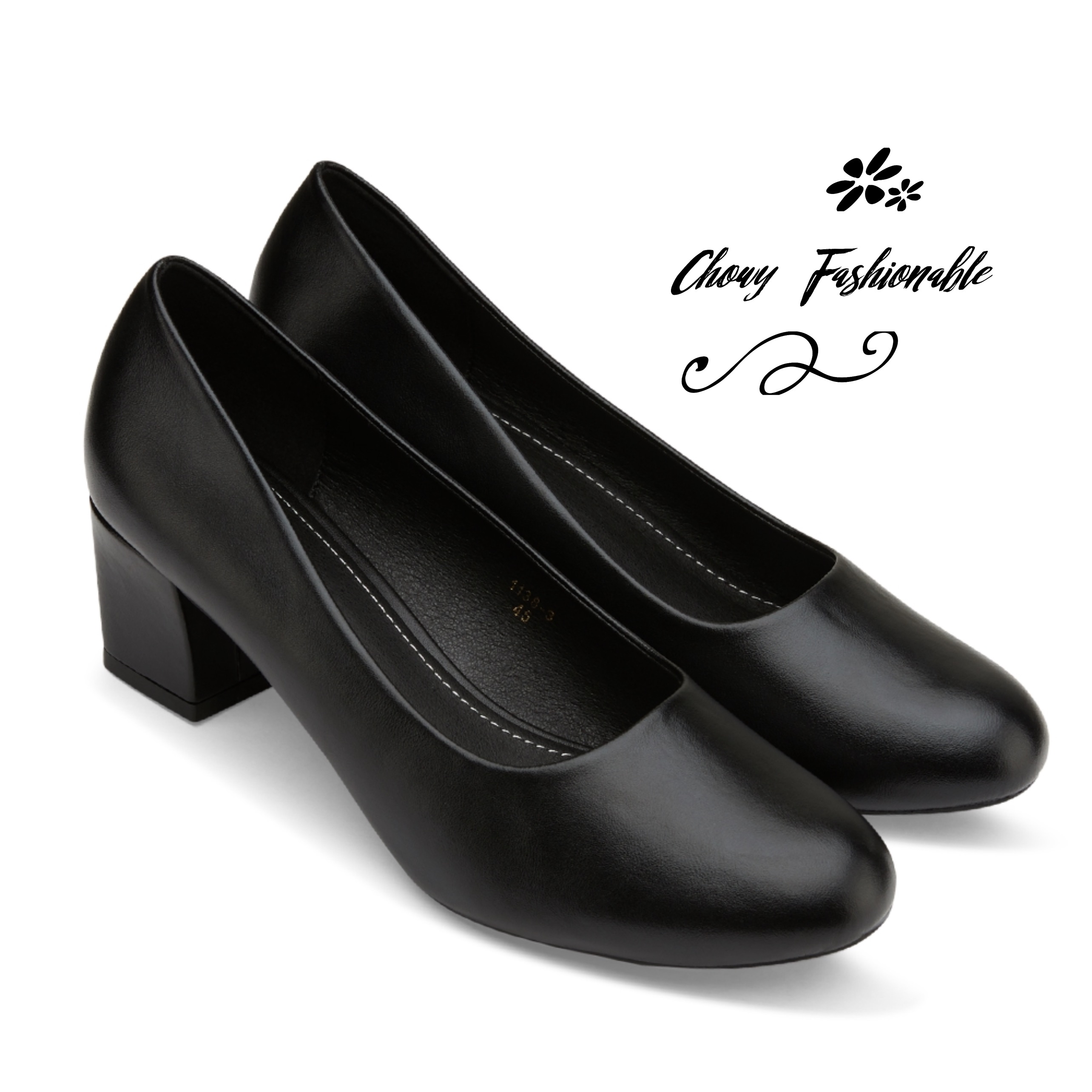 รองเท้าไซส์ใหญ่ 40-46 คัชชูหนังแท้ เป็นทางการ ส้นตึกสูง 2 นิ้ว ใส่ทำงาน นักเรียน นักศึกษา สีดำ KR1028BL