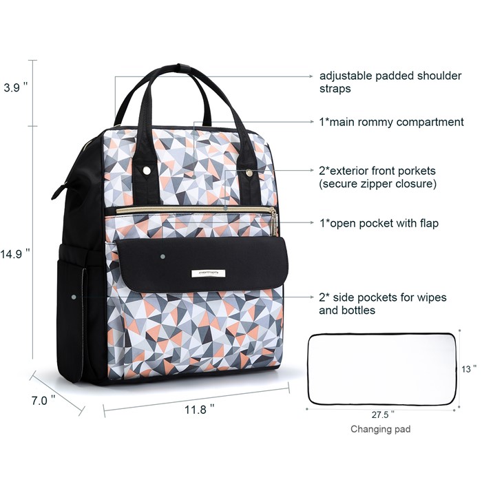 mommore กระเป๋าคุณแม่ กระเป๋าสัมภาระคุณแม่ กระเป๋าแม่ลูกอ่อน รูปแบบทันสมัย กันน้ำ พร้อมแผ่นรองเปลี่ยนผ้าอ้อม คุณภาพสูง เหมาะสำหรับเดินทางมาก (ฺBlack)