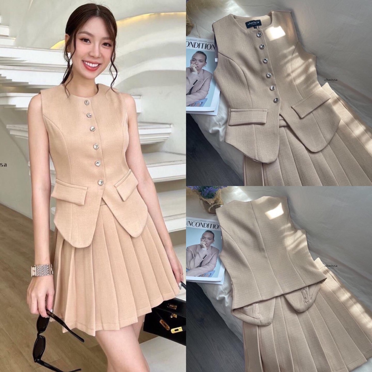 Set เสื้อแขนกุด+กระโปรง สวยหรูลุคคุณหนู สินค้าคุณภาพ (พร้อมส่ง)