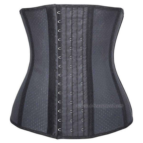 คอร์เซ็ต Latex Waist Training Cincher รุ่นตะข่าย ตะขอหน้าปรับ 3 ระดับ - สีดำ