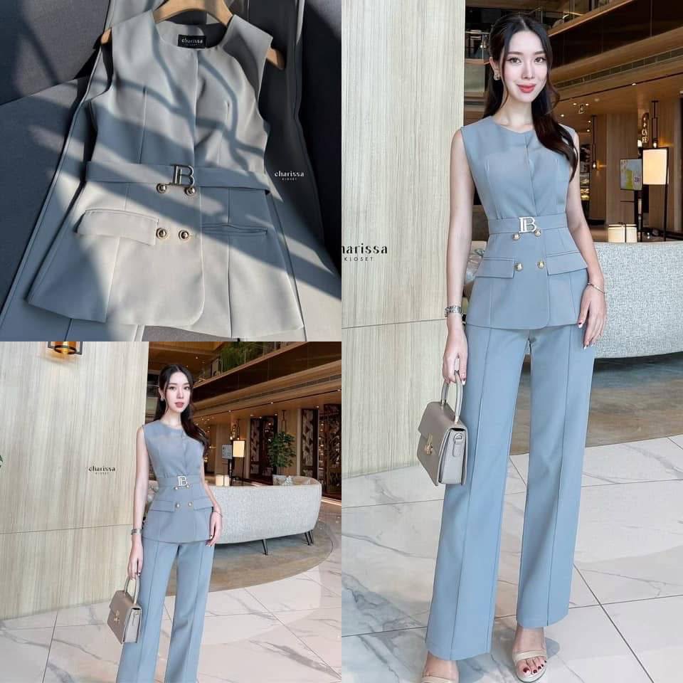 Set 3 ชิ้น: เสื้อ+กางเกง+เข็มขัด ใส่สบาย : สินค้าคุณภาพ (พร้อมส่ง)