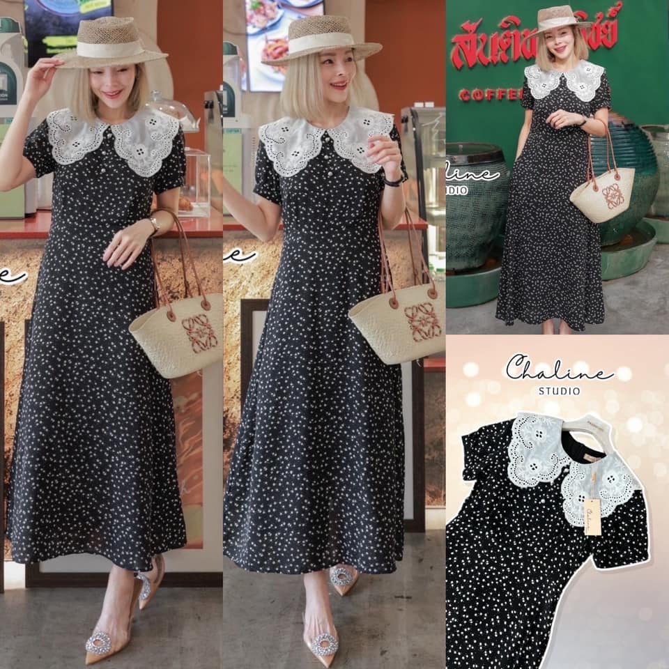 เดรสผ้าคอตตอนญี่ปุ่น เนื้อผ้านุ่มละมุนผิวใส่สบาย ลายดอกไม้เล็กน่ารัก สีใส่ง่าย. ใส่สบาย สินค้าคุณภาพ (พร้อมส่ง)