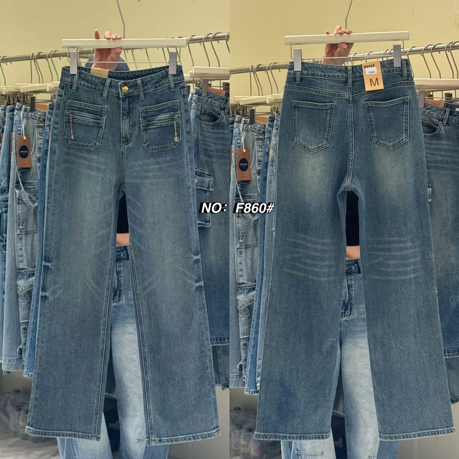 กางเกงยีนส์ขากระบอก ผ้ายืด ทรงเอวสูงงงง งานสวยหรูมาก ทรงเรียบๆแต่ดูมีสไตล์สุดๆ ใส่สบาย : สินค้าคุณภาพ (พร้อมส่ง)