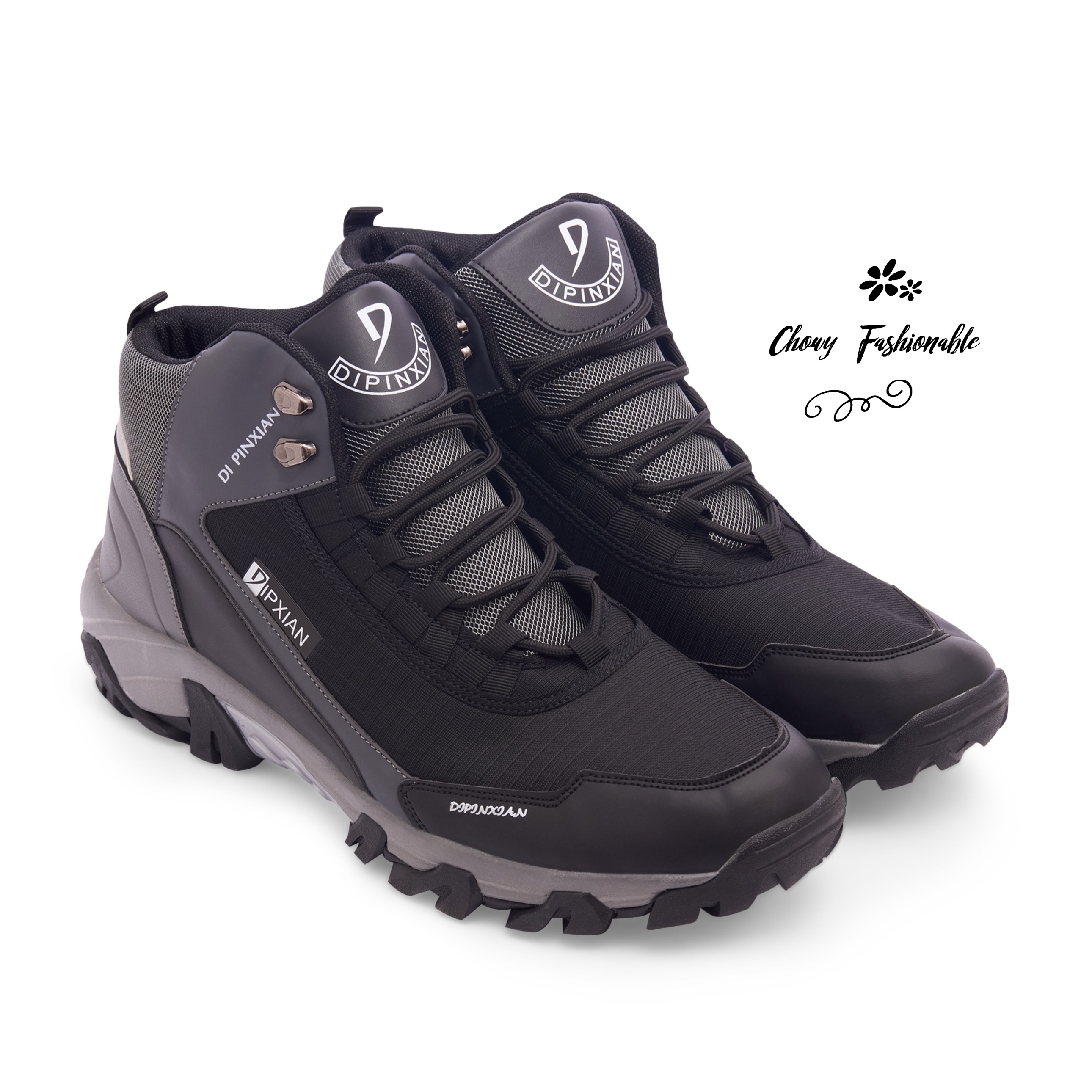 รองเท้าผ้าใบผู้ชายไซส์ใหญ่ 50-54 Men Fashion Sneaker ทรงข้อสูง หุ้มข้อ สีดำ KR1232