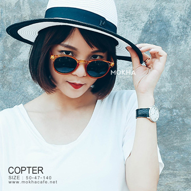 COPTER - orange แว่นตา ทรงกลม แว่นกันแดด เลนส์ UV400 protection กว้าง 140 มม. (sizeM)