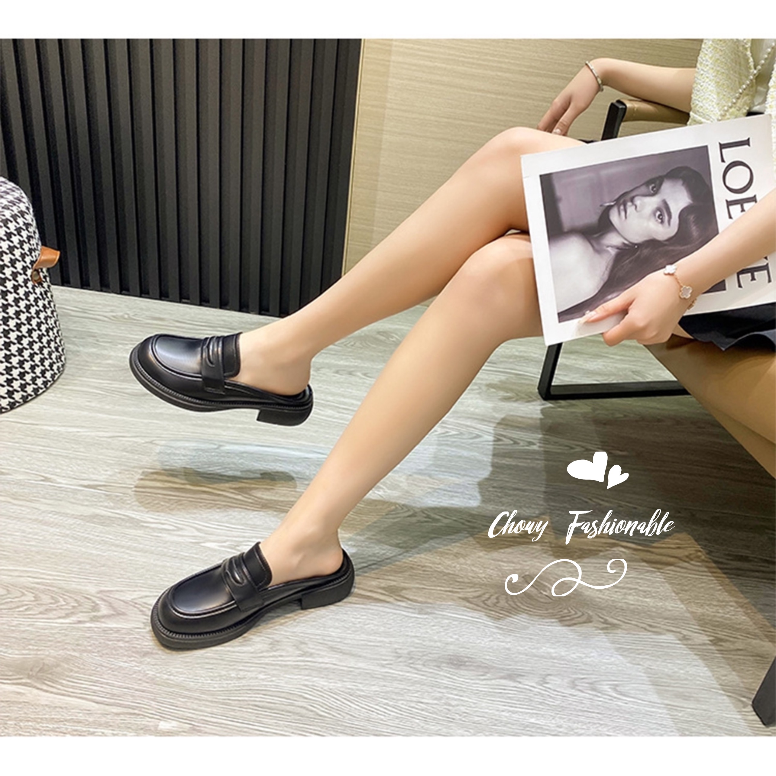 รองเท้าไซส์ใหญ่ 42 EU แตะสวมครึ่งท่อน แตะปิดหัว แตะไซส์ใหญ่ หนังแท้ KR1123