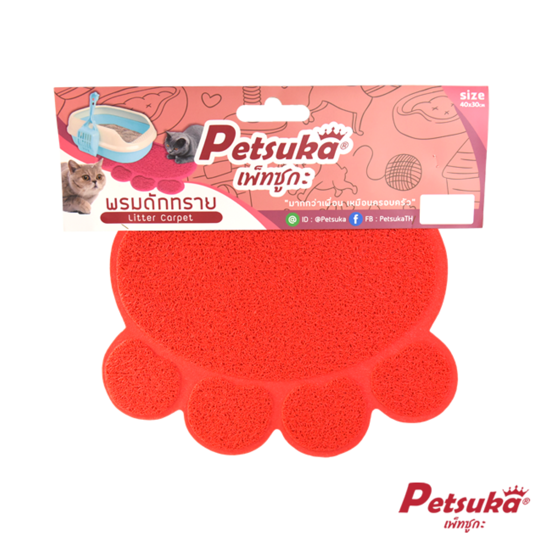 พรมดักทรายแมว Petsuka สำหรับรองกระบะทราย สีแดง
