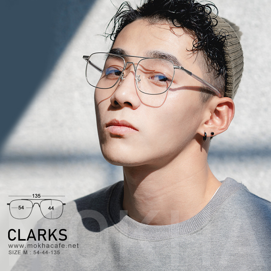 แว่นตา CLARKS -black กรอบแว่นทรงเหลี่ยม กรอบโลหะ Double Bridge กว้าง 135 มม.(sizeM) H44