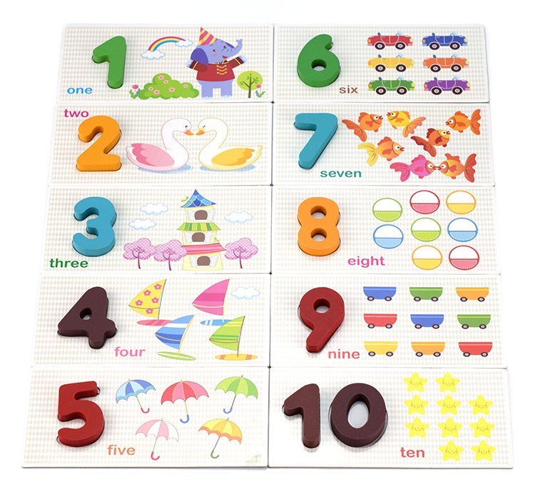 ของเล่นชุดการ์ดสอนนับเลขไม้สวนสัตว์ Map-reading Digital Card