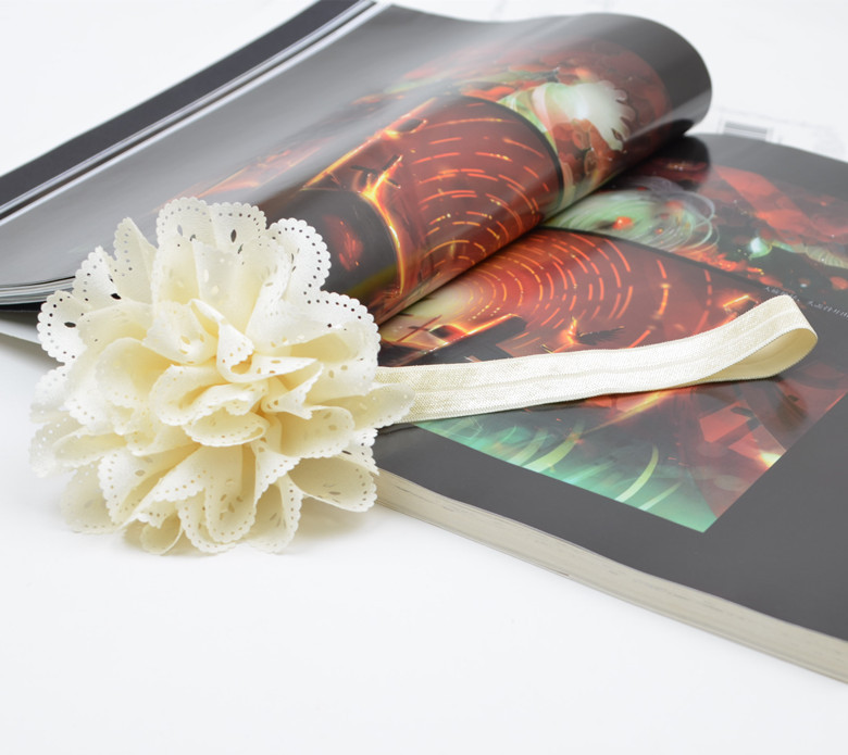 ผ้าคาดผมเด็กเล็ก ดอกไม้ลูกไม้รูดซ้อนชั้น