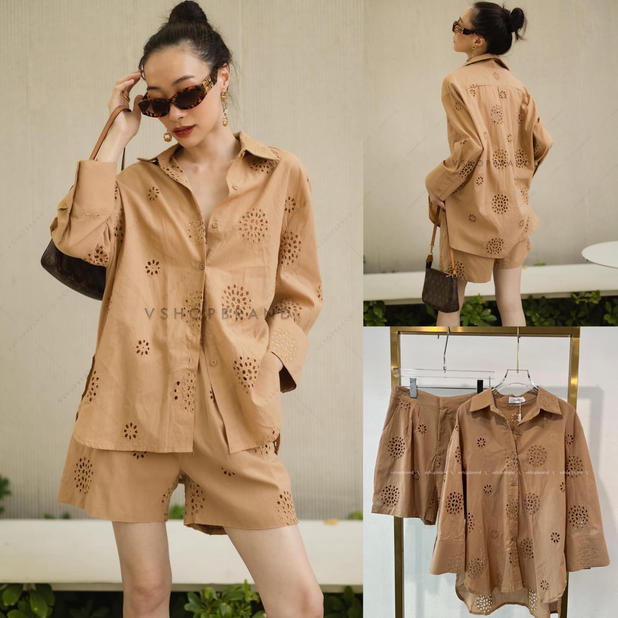 Set เสื้อเชิ้ตผ้าฉลุ + กางเกงขาสั้น สินค้าคุณภาพ (พร้อมส่ง)