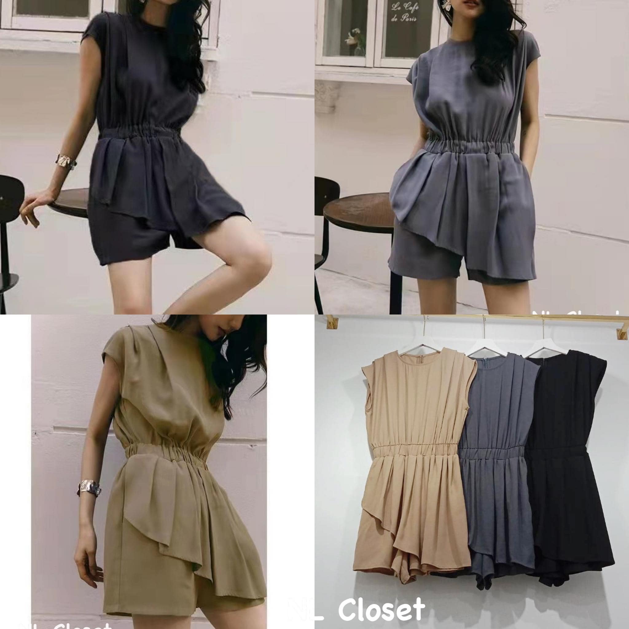 Jumsuit กางเกง ขาสั้น จับจีบ ช่วงไหล่ ช่วงกางเกงมีผ้าระบายด้านหน้า ด้าน ด้านหลังใส่ยางช่วงเอว ผ้าเนื้อดี น่ารักมากค่ะชุดนี้ สินค้าคุณภาพ (พร้อมส่ง)