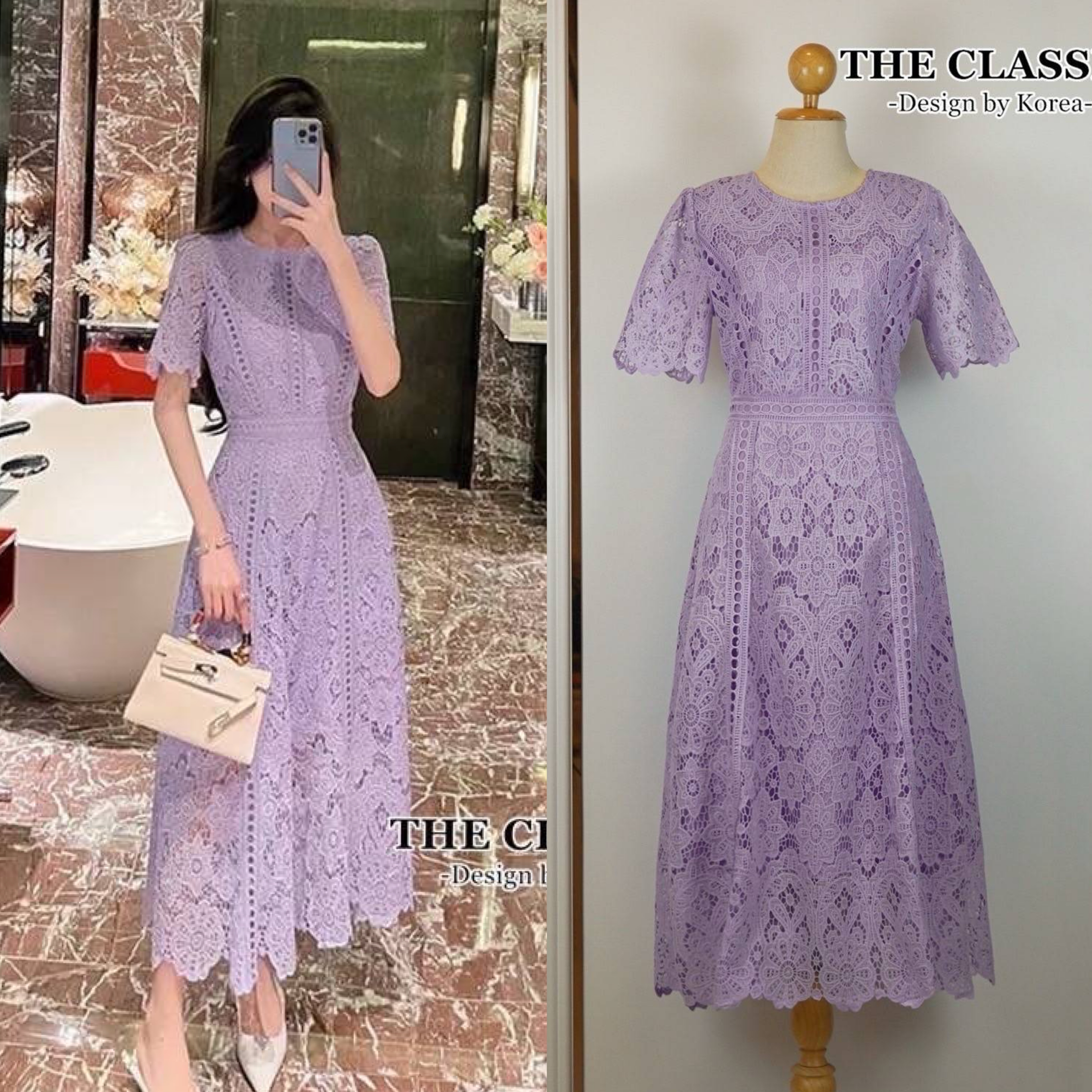 เดรสยาวลูกไม้ คอกลมใช้ผ้าลูกไม้เนื้อหนาอย่างดี ขึ้นลวดลายดอกไม้ ลายชัด ผ้าแน่นสวย ตัดต่อเพิ่มดีเทลแต่งด้วยลูกไม้ทรงกลมหลายจุด ใส่สบาย : สินค้าคุณภาพ (พร้อมส่ง)