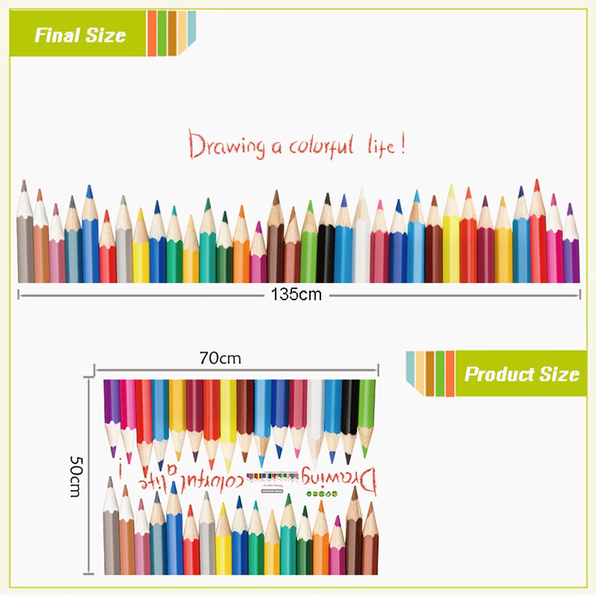 สติ๊กเกอร์แต่งห้อง DIY รูปสีไม้ Drawing a Colorful Life! ลอกออกแล้วติดซ้ำได้