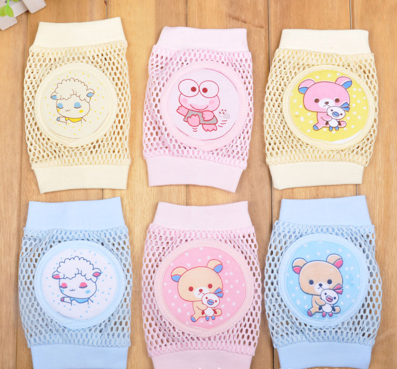 สนับเข่าเด็กเล็ก หัดเดิน-หัดคลาน ผ้าฝ้ายตาข่าย บุฟองน้ำ คละลาย