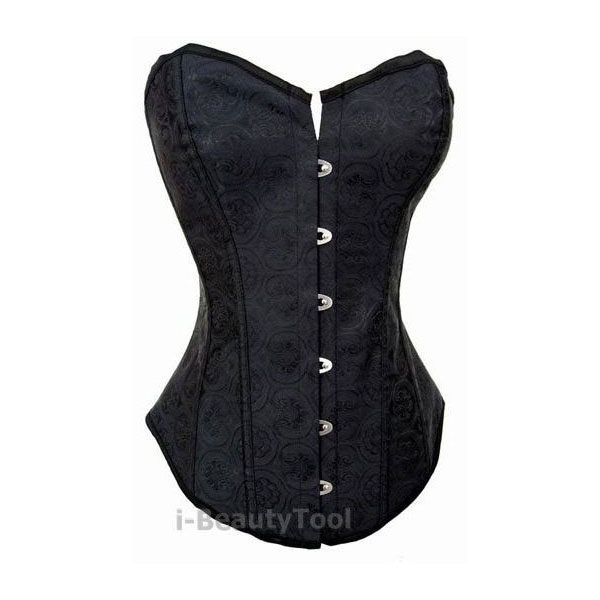 คอร์เซ็ท Corset สีดำปั๊มลาย คุณภาพเยี่ยม