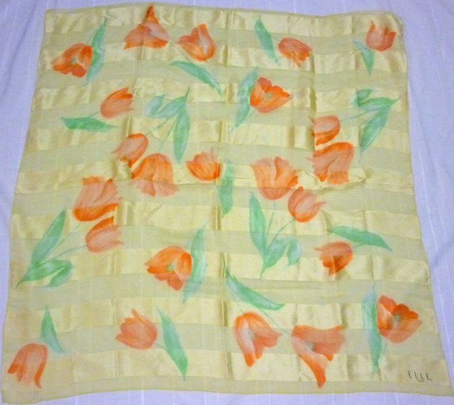 ผ้าพันคอผืนใหญ่ 100% silk ELLE สวยมาก