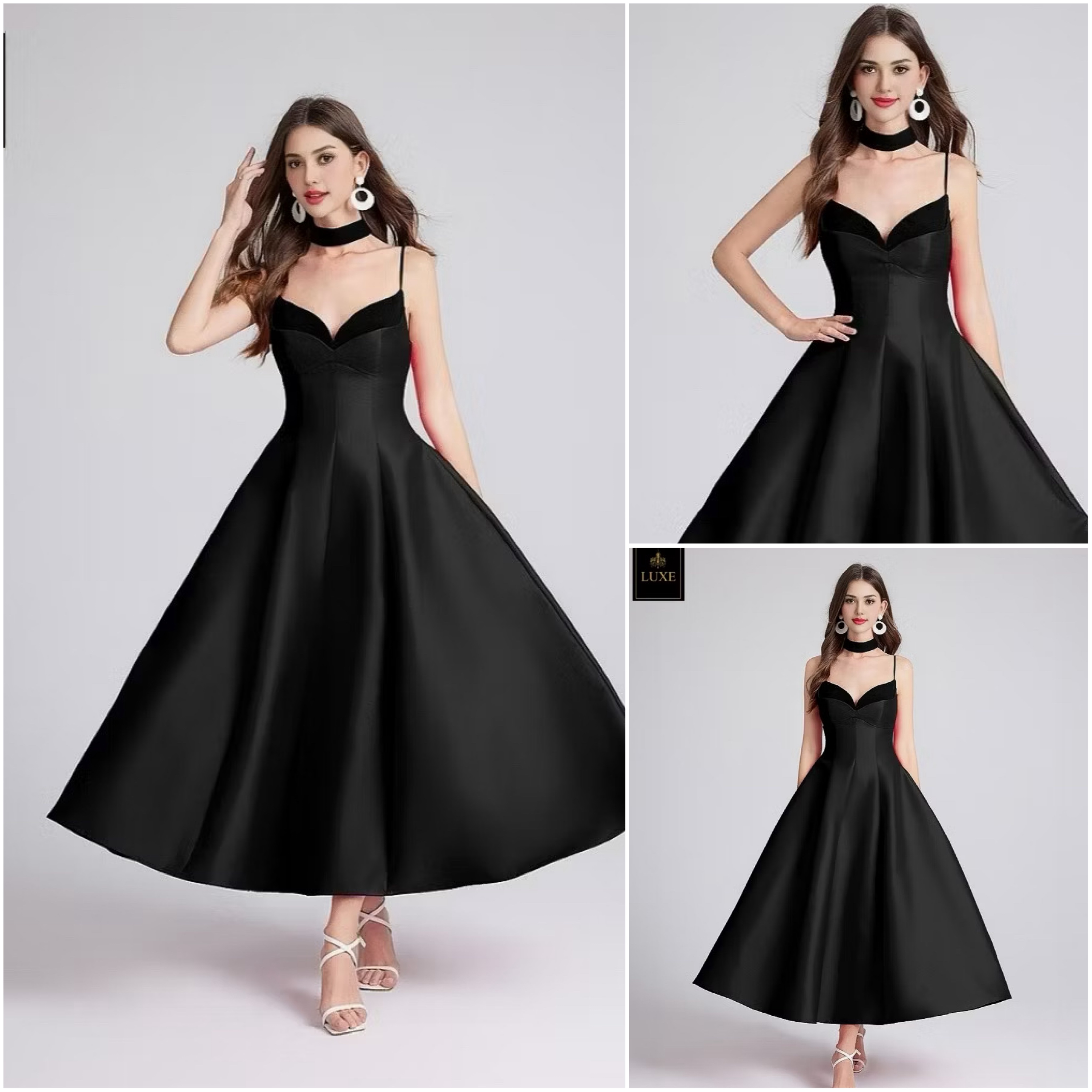 เดรสเสื้อสายเดี่ยว ดีเทลหน้าอกโค้ง ซ้อน2เลเยอร์ กระโปรงบานทรงวงกลม ทำจากผ้าไหมดัตเชสเนื้อดี ผ้ามีน้ำหนัก มีซิปซ่อนและซับในอย่างดี แพตเทิร์นเก็บทรงสวย คัตติ้งประณีตมากค่ะ ใส่สบาย : สินค้าคุณภาพ (พร้อมส่ง)