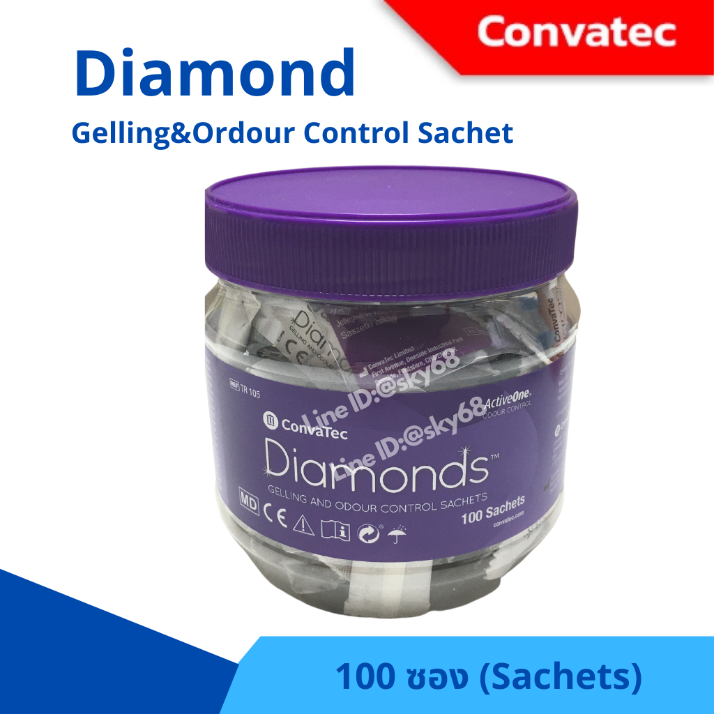 Convatec ซองดับกลิ่นในถุงอุจจาระติดหน้าท้อง จำนวน 100 ซอง Diamonds Gelling and odOur Control 100 sachets